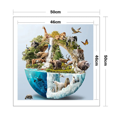 Land And Sea Animals - 11CT Stamped Cross Stitch 70*70CM