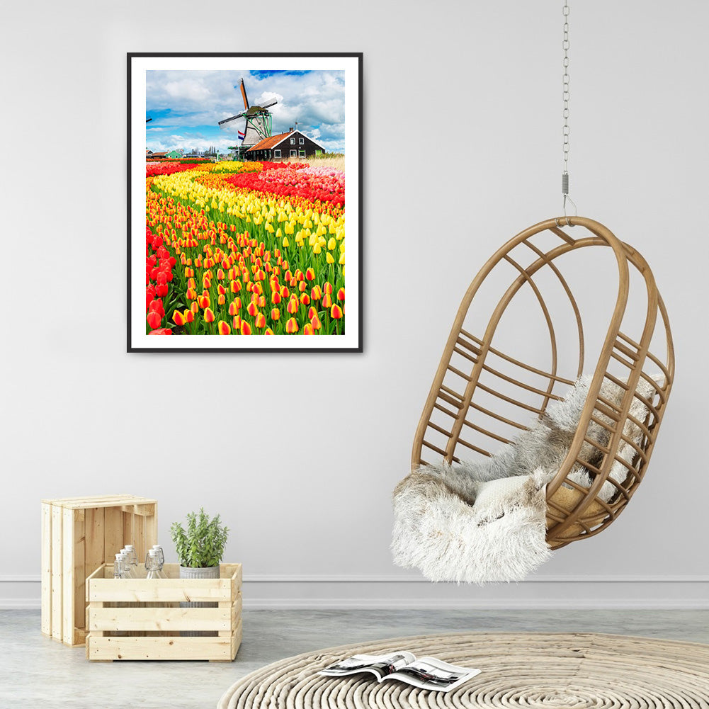 Tulip Flower Sea - Full Round Drill Diamond Painting 30*40CM