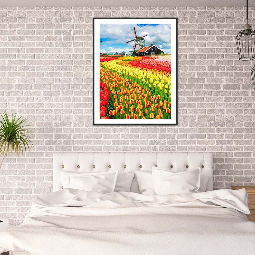 Tulip Flower Sea - Full Round Drill Diamond Painting 30*40CM