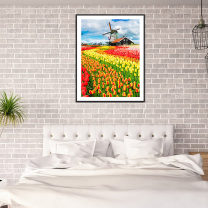Tulip Flower Sea - Full Round Drill Diamond Painting 30*40CM