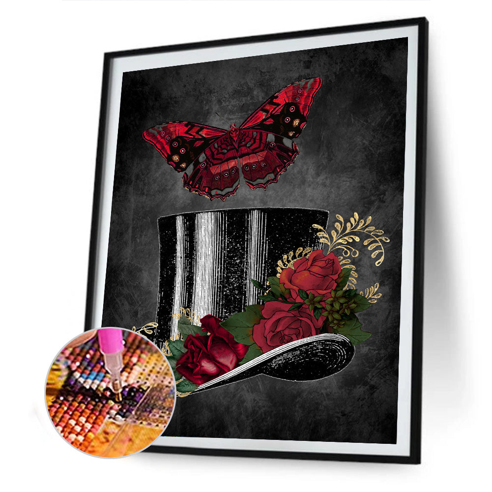 Dark Butterfly - Full Round Drill Diamond Painting 30*40CM