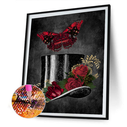 Dark Butterfly - Full Round Drill Diamond Painting 30*40CM