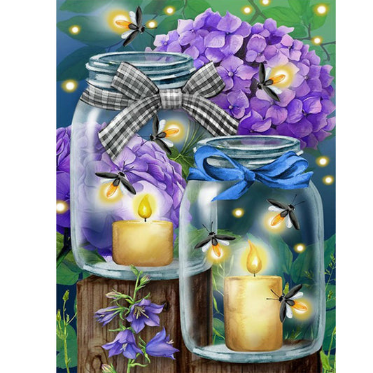 Firefly Glass Bottle - Full Round Drill Diamond Painting 30*40CM