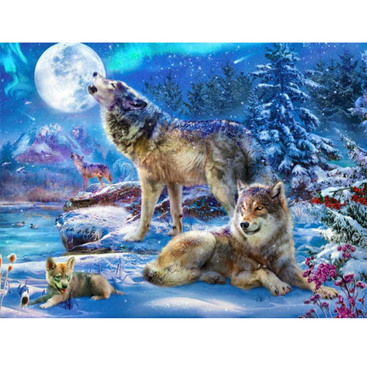 Wolf In The Snow - Full Round Drill Diamond Painting 40*30CM