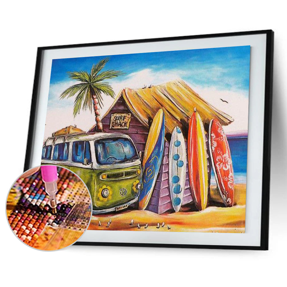 Seaside Bus - Full Square Drill Diamond Painting 40*30CM