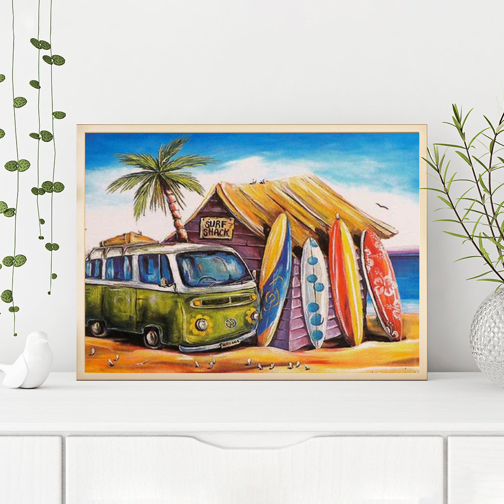 Seaside Bus - Full Square Drill Diamond Painting 40*30CM