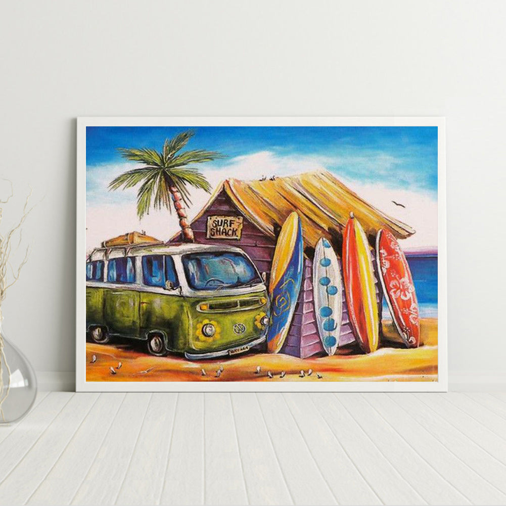 Seaside Bus - Full Square Drill Diamond Painting 40*30CM