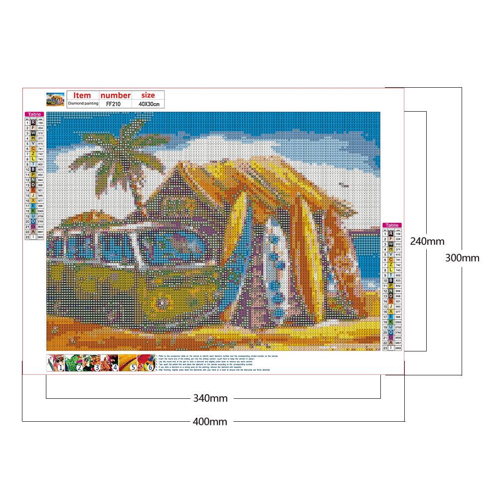 Seaside Bus - Full Square Drill Diamond Painting 40*30CM