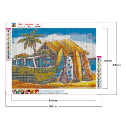 Seaside Bus - Full Square Drill Diamond Painting 40*30CM