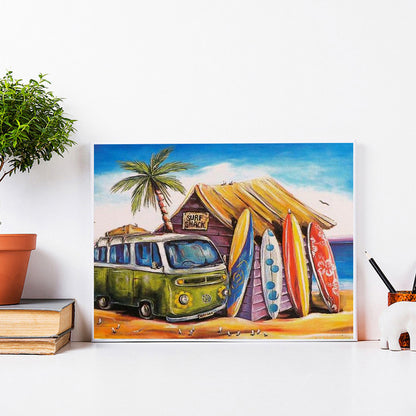 Seaside Bus - Full Square Drill Diamond Painting 40*30CM