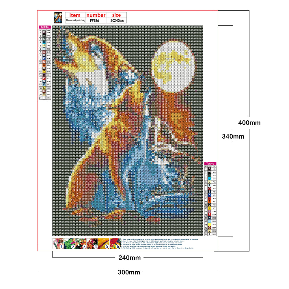 Full Moon Wolf Pack - Full Square Drill Diamond Painting 30*40CM