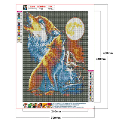 Full Moon Wolf Pack - Full Square Drill Diamond Painting 30*40CM