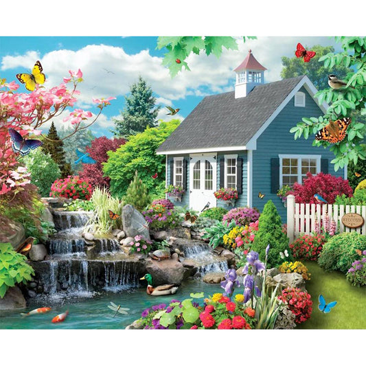 Garden Cottage - 11CT Stamped Cross Stitch 50*40CM