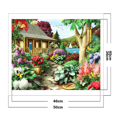 Garden Cottage - 11CT Stamped Cross Stitch 50*40CM