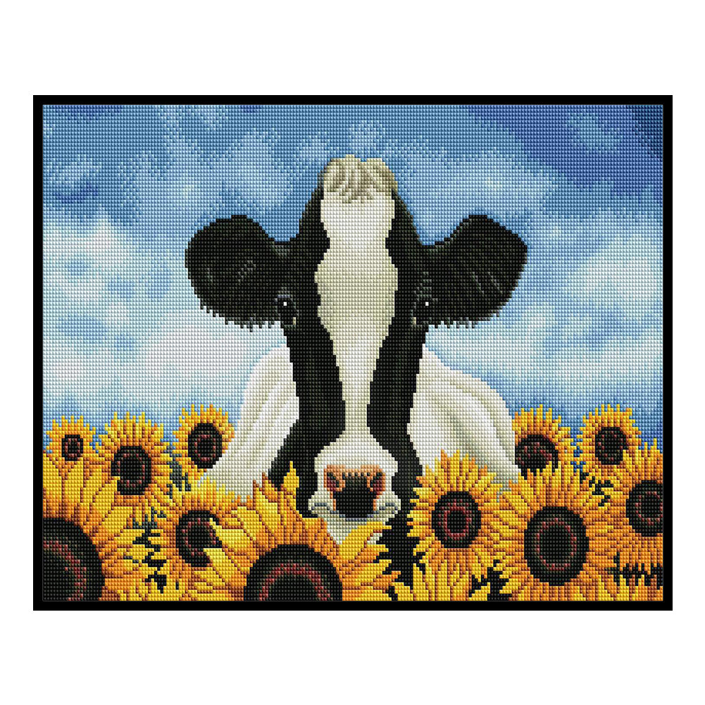 Sunflowers And Cows - 11CT Stamped Cross Stitch 50*40CM
