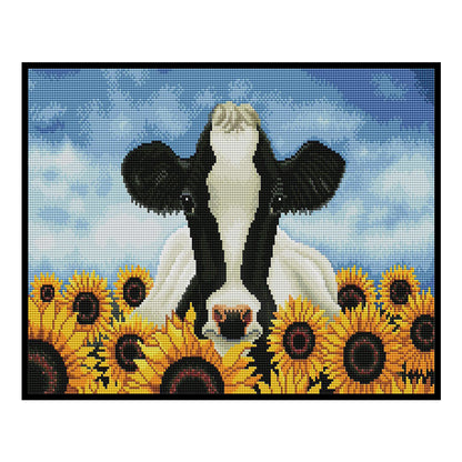 Sunflowers And Cows - 11CT Stamped Cross Stitch 50*40CM