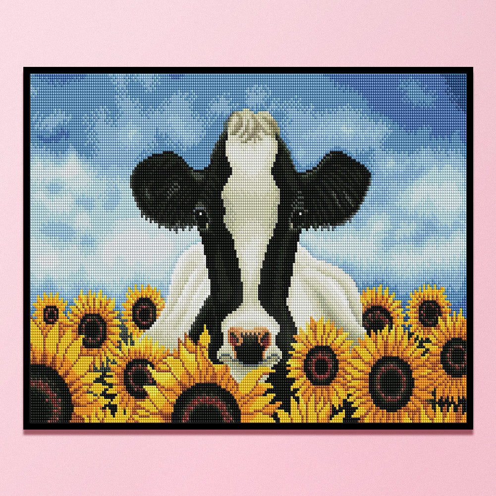 Sunflowers And Cows - 11CT Stamped Cross Stitch 50*40CM