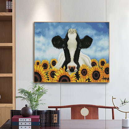 Sunflowers And Cows - 11CT Stamped Cross Stitch 50*40CM