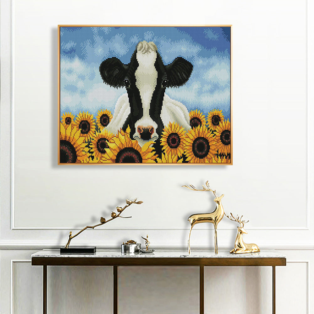 Sunflowers And Cows - 11CT Stamped Cross Stitch 50*40CM