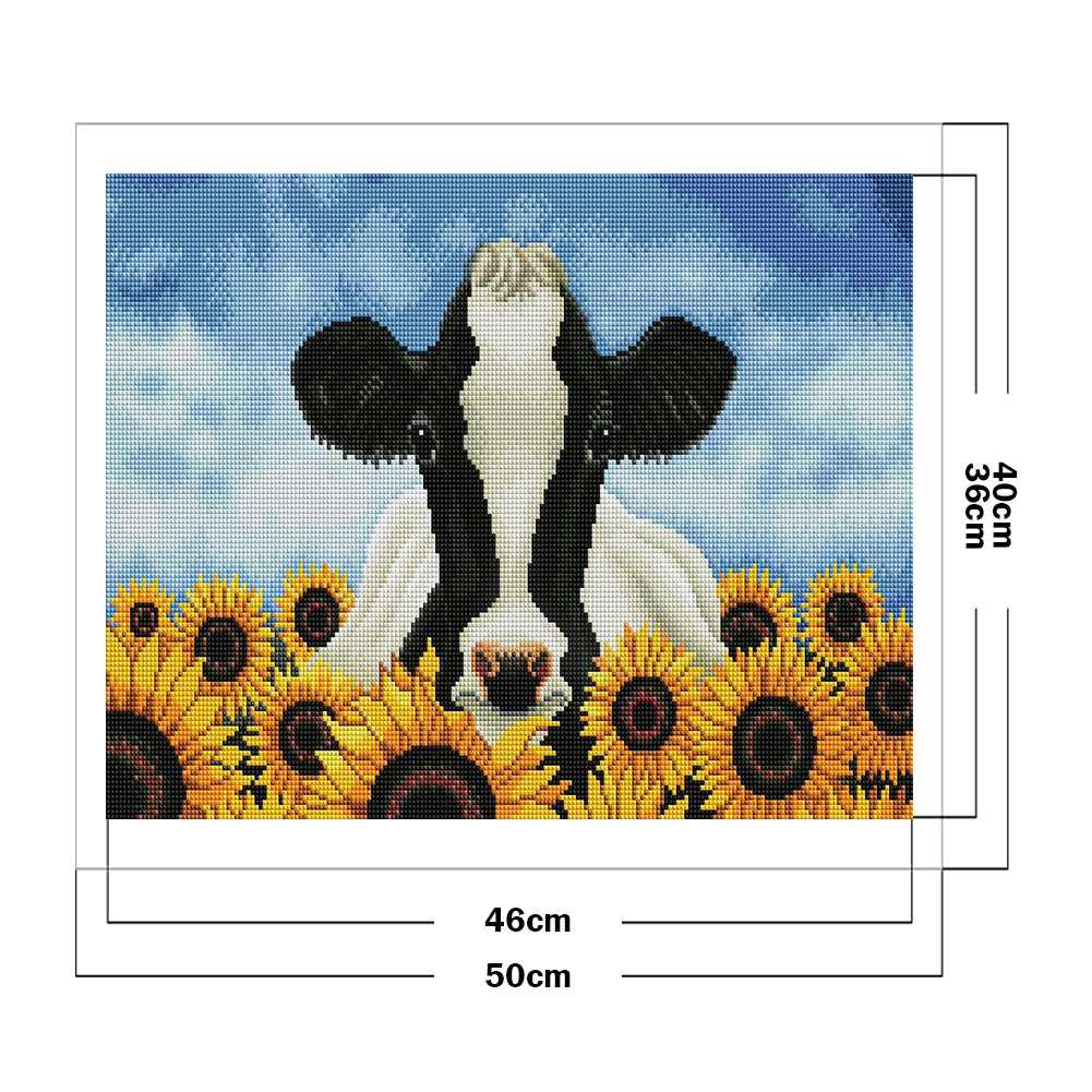 Sunflowers And Cows - 11CT Stamped Cross Stitch 50*40CM