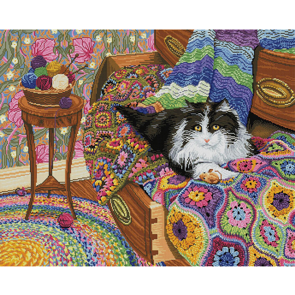 Cat - 11CT Stamped Cross Stitch 50*40CM