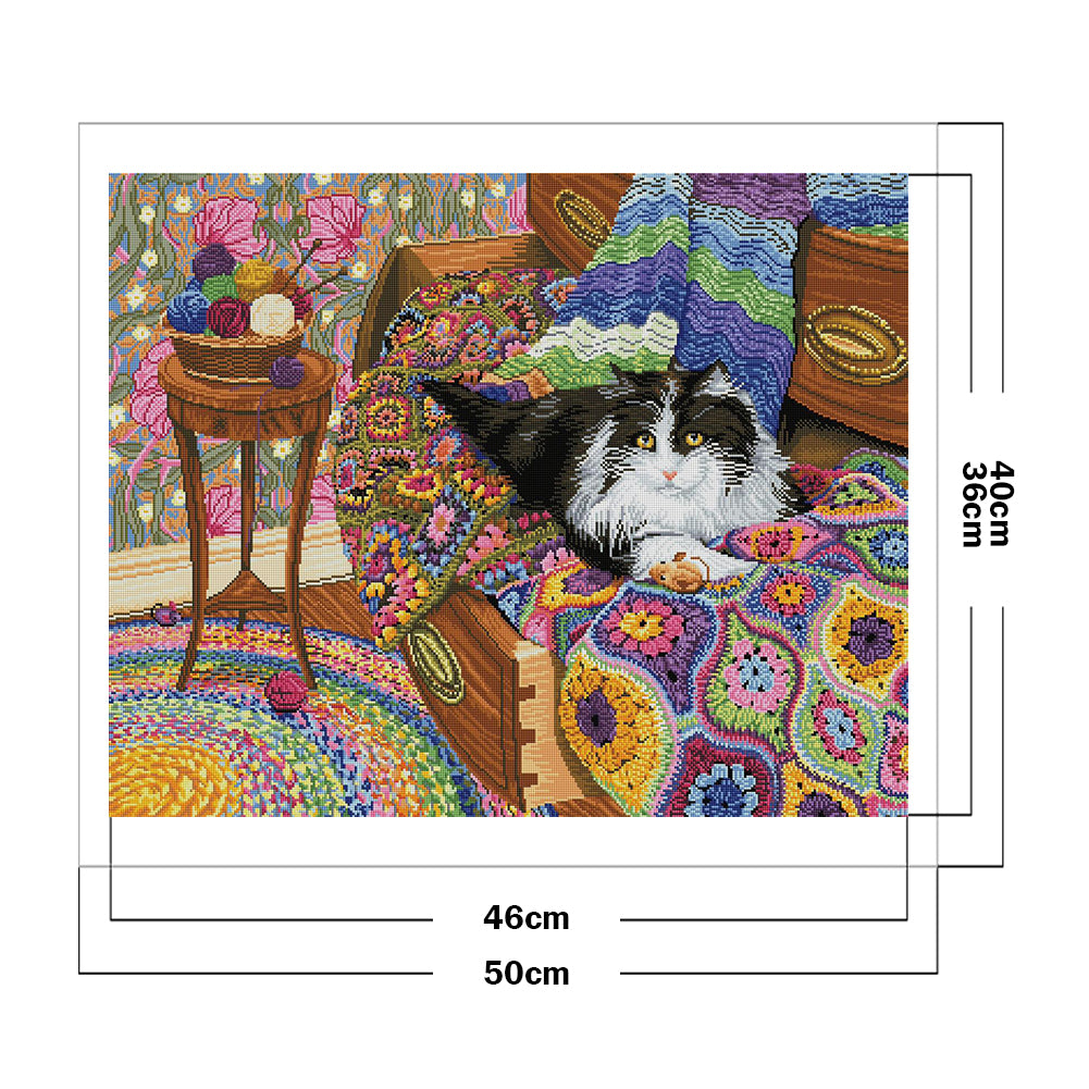 Cat - 11CT Stamped Cross Stitch 50*40CM