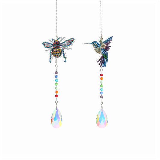 2x Crystal Wind Chimes Diamond Prisms Hanging Light Catcher Home Room Decor