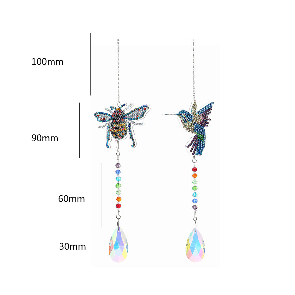 2x Crystal Wind Chimes Diamond Prisms Hanging Light Catcher Home Room Decor