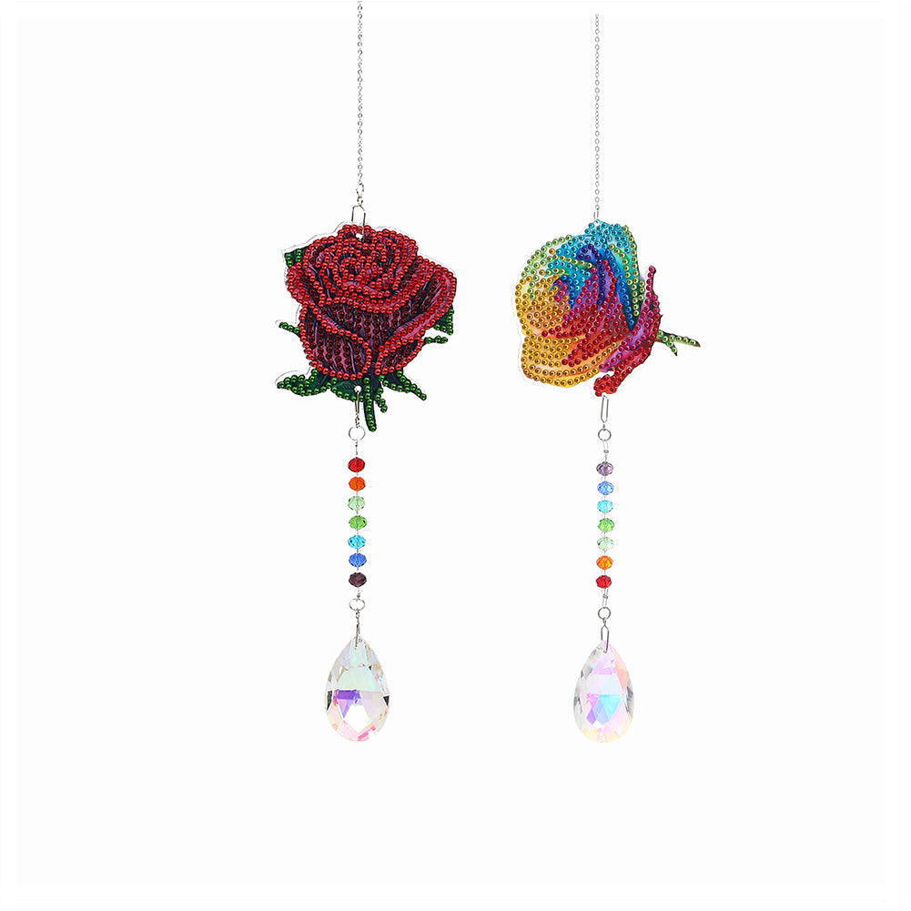 2x Crystal Wind Chimes Diamond Prisms Hanging Light Catcher Home Room Decor