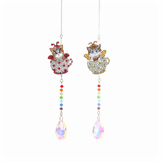 2x Crystal Wind Chimes Diamond Prisms Hanging Light Catcher Home Room Decor