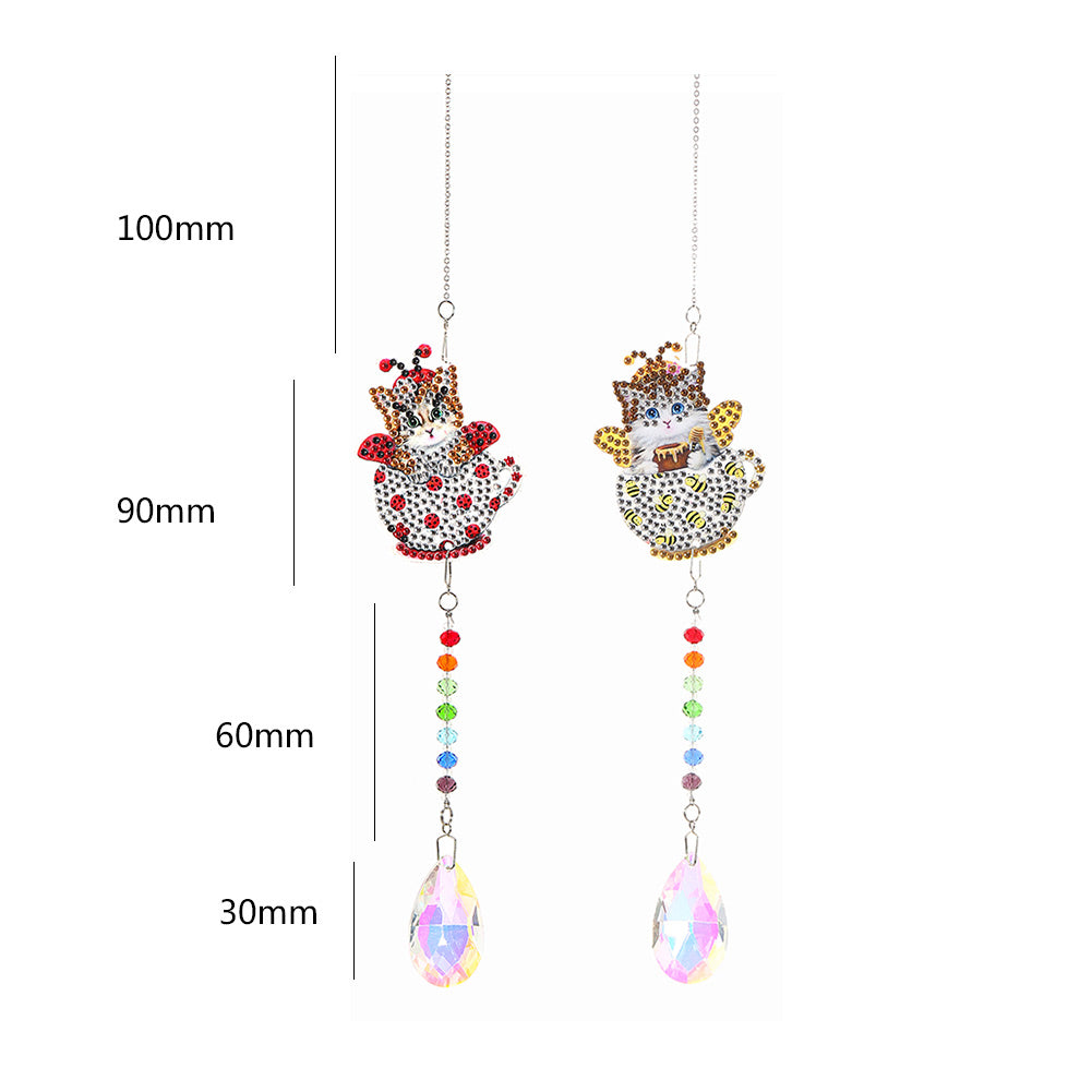 2x Crystal Wind Chimes Diamond Prisms Hanging Light Catcher Home Room Decor