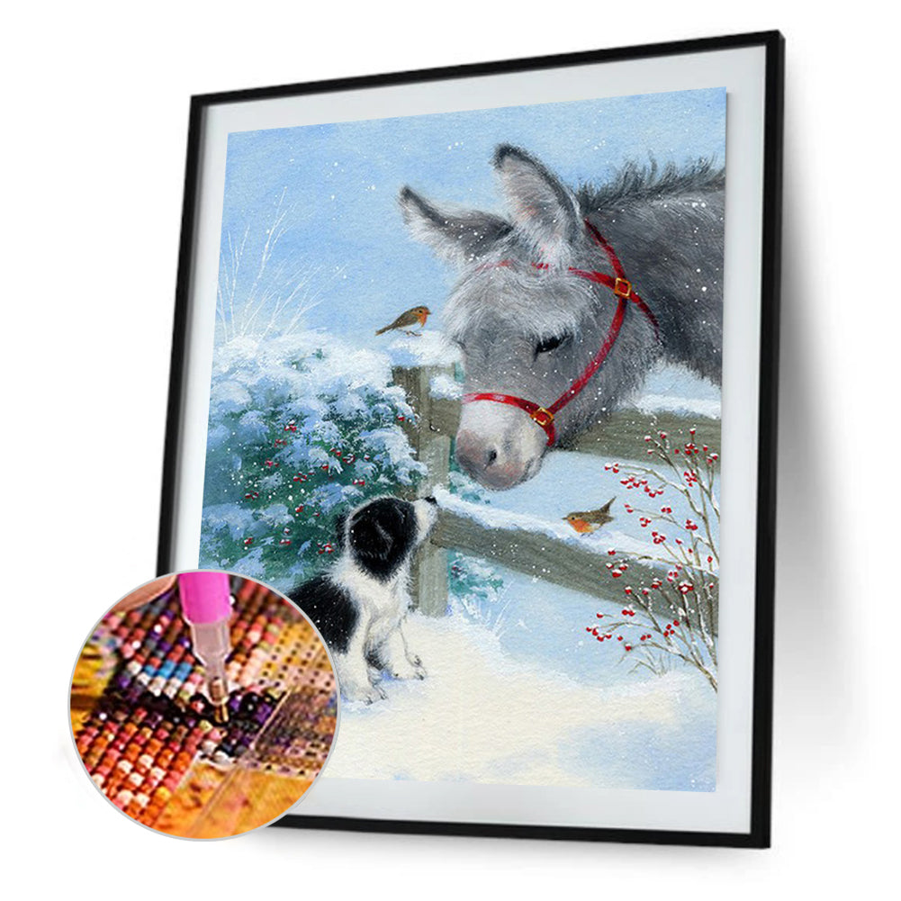 Donkey And Puppy - Full Round Drill Diamond Painting 40*50CM
