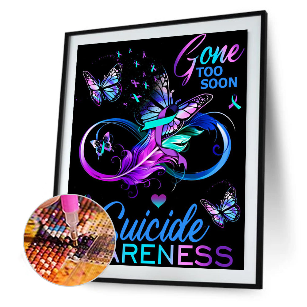 Purple English Butterfly - Full Round Drill Diamond Painting 50*60CM