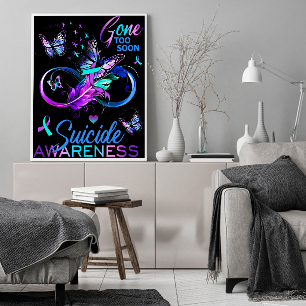 Purple English Butterfly - Full Round Drill Diamond Painting 50*60CM