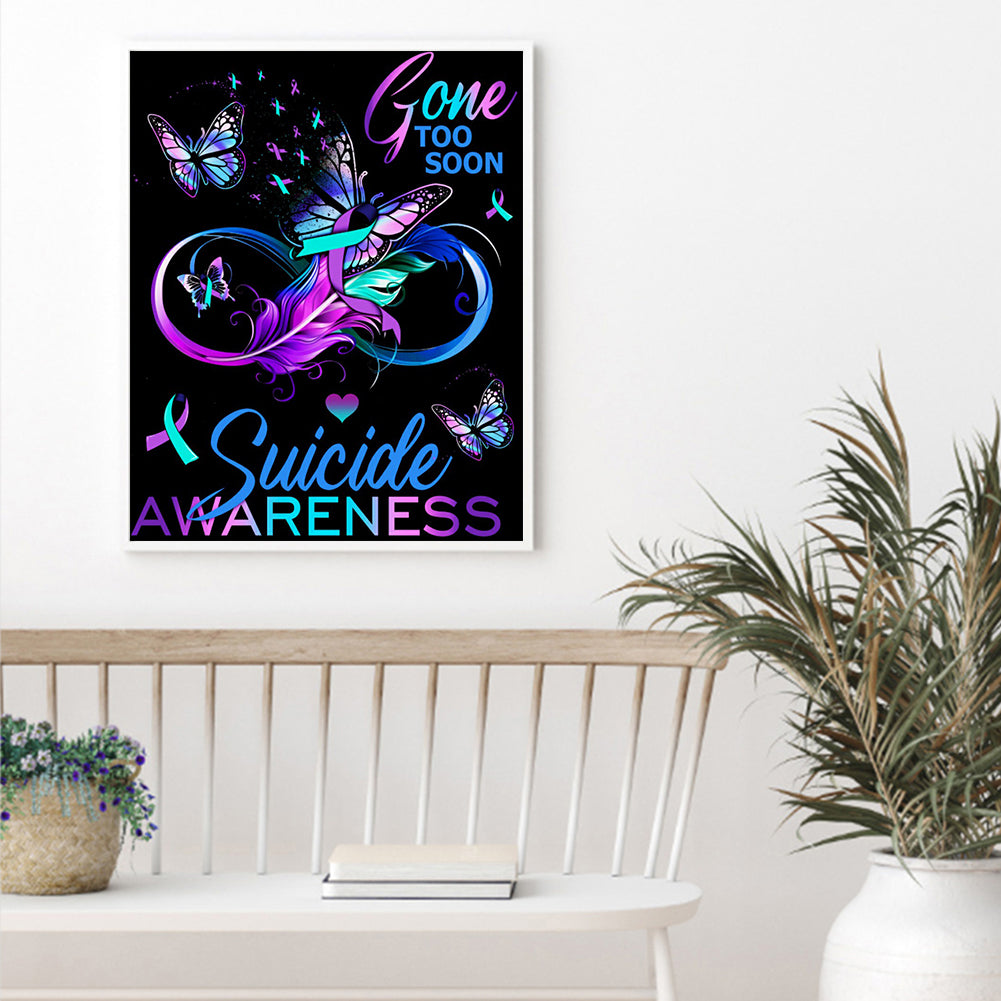 Purple English Butterfly - Full Round Drill Diamond Painting 50*60CM