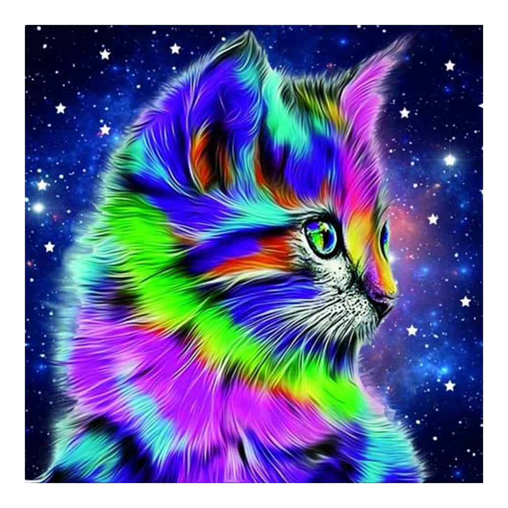 Star Color Cat - 11CT Counted Cross Stitch 40*40CM