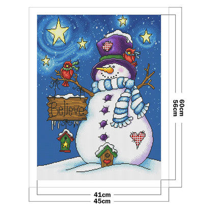 Snowman - 11CT Stamped Cross Stitch 45*60CM