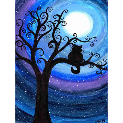 Cat On Tree - Full Square Drill Diamond Painting 30*40CM