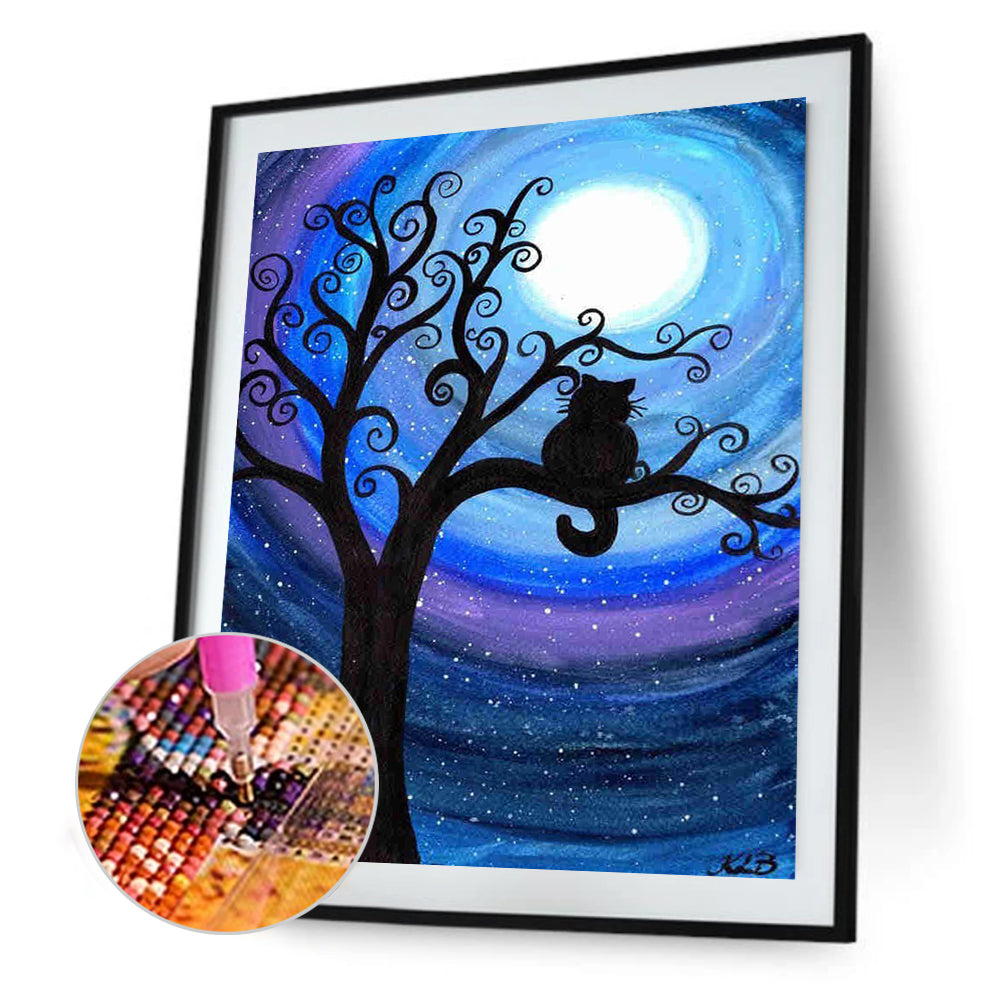 Cat On Tree - Full Square Drill Diamond Painting 30*40CM