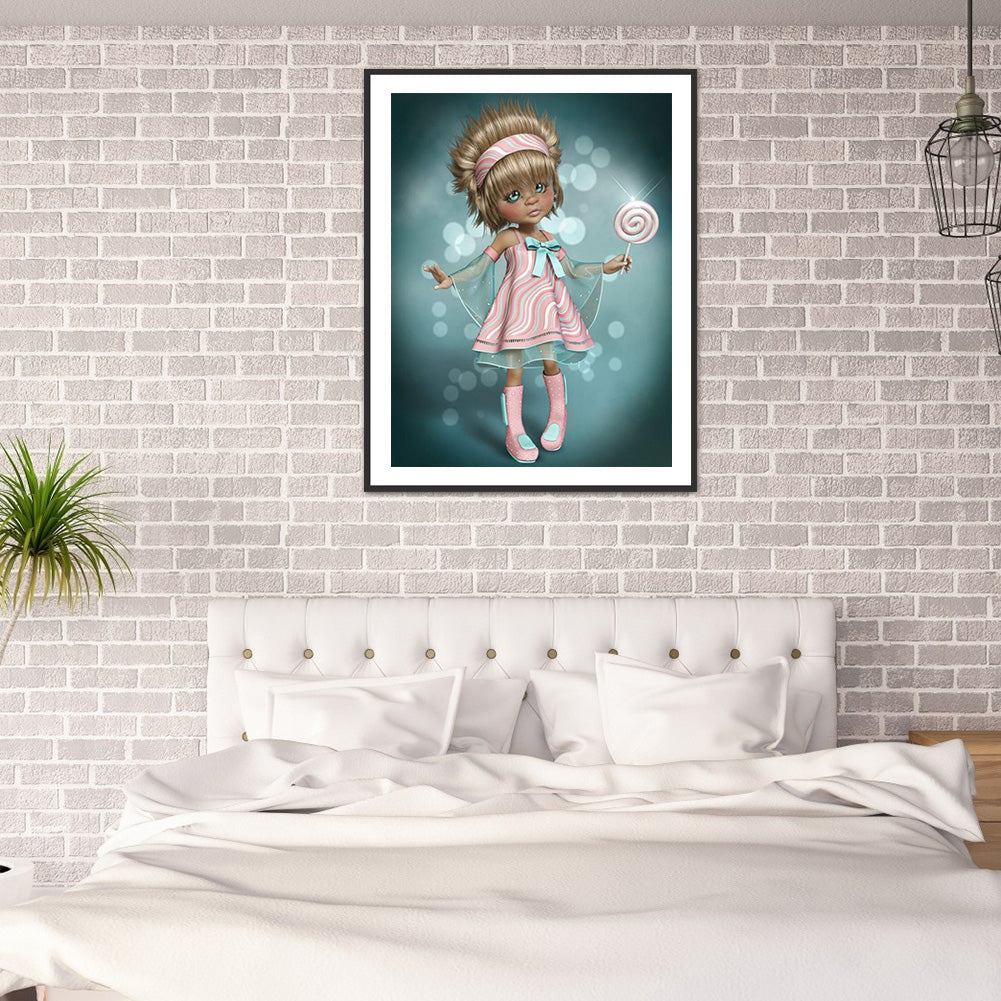 Cartoon Girl - Full Round Drill Diamond Painting 30*40CM