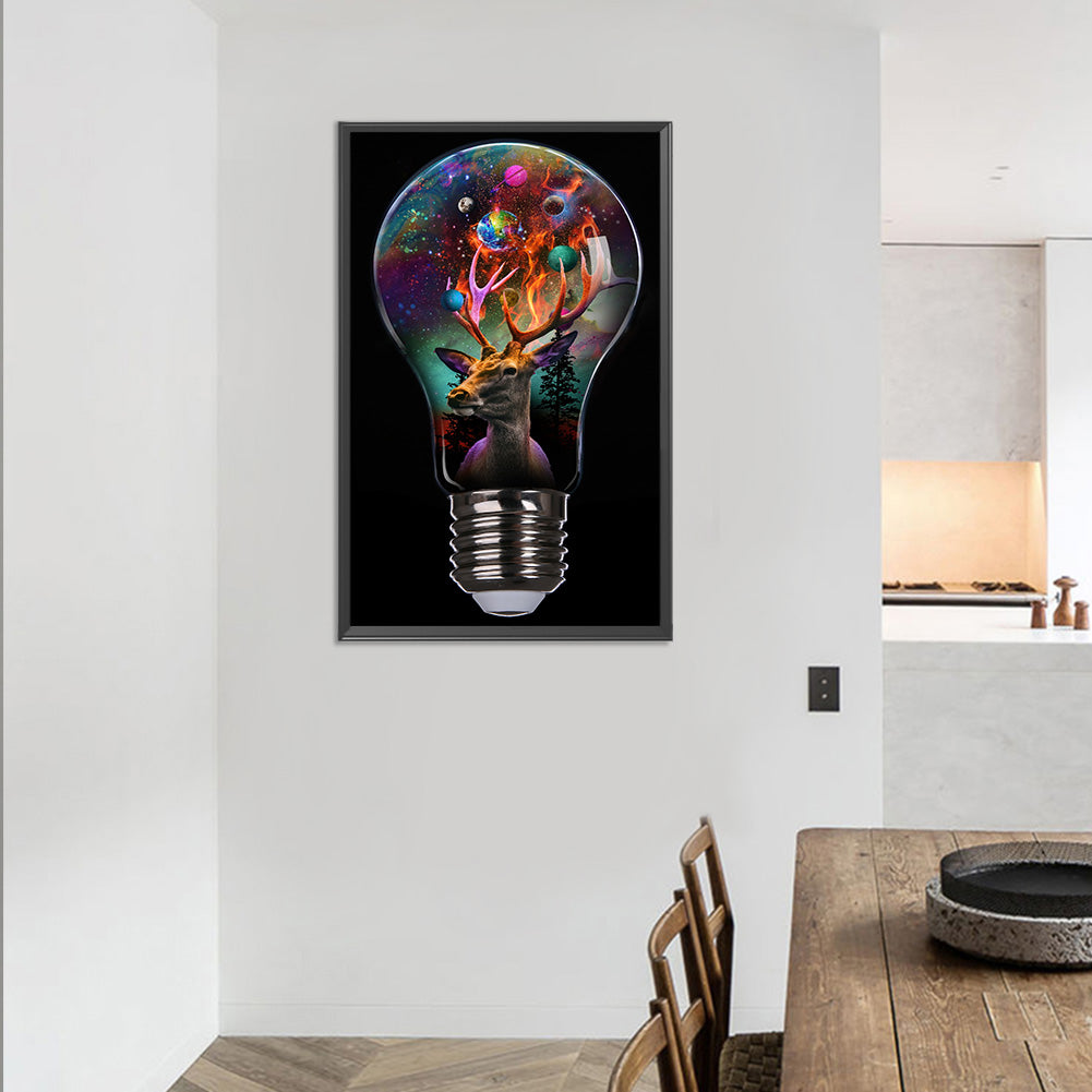Deer In Light Bulb - Full Round Drill Diamond Painting 30*50CM