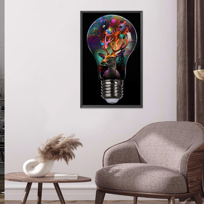 Deer In Light Bulb - Full Round Drill Diamond Painting 30*50CM