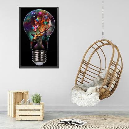 Deer In Light Bulb - Full Round Drill Diamond Painting 30*50CM