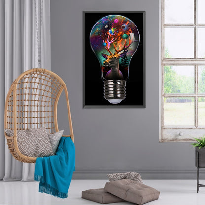 Deer In Light Bulb - Full Round Drill Diamond Painting 30*50CM