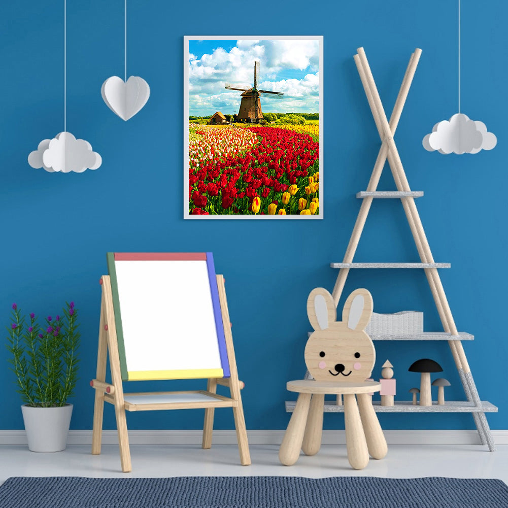 Windmill Tulip - Full Round Drill Diamond Painting 30*40CM