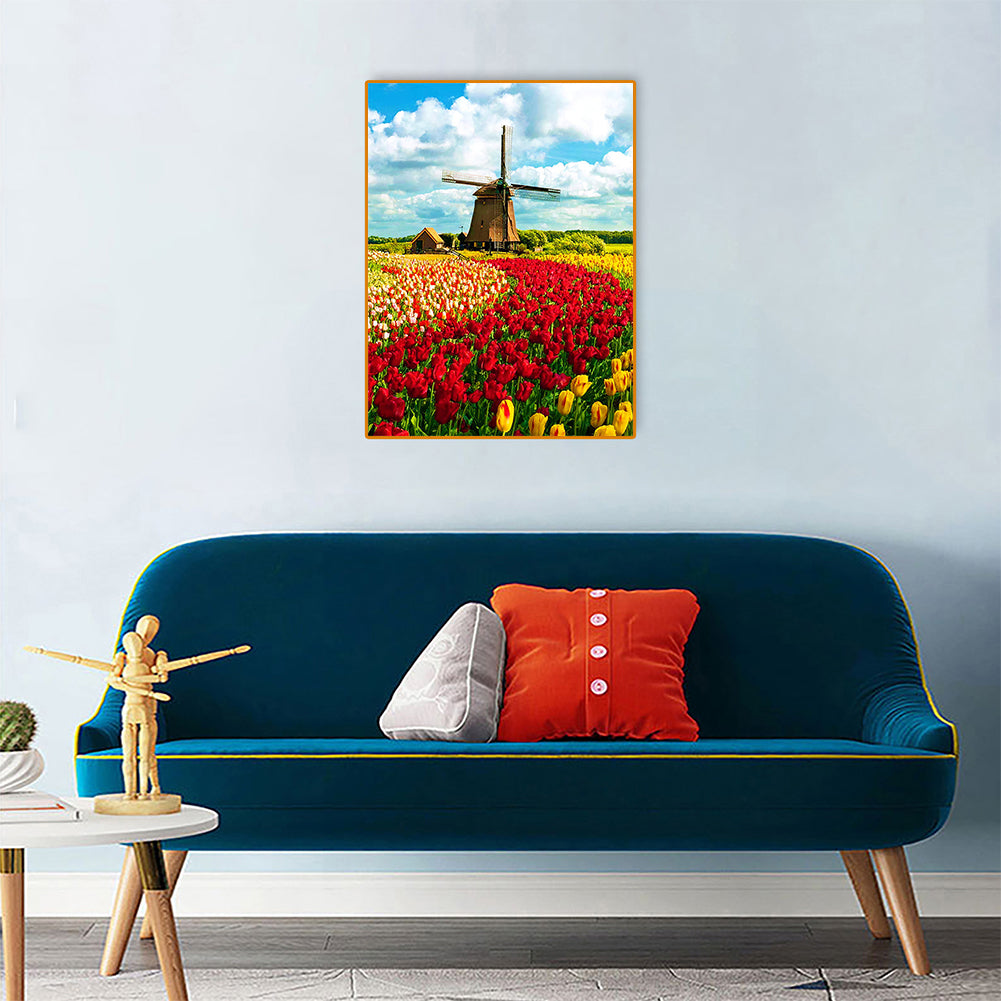 Windmill Tulip - Full Round Drill Diamond Painting 30*40CM