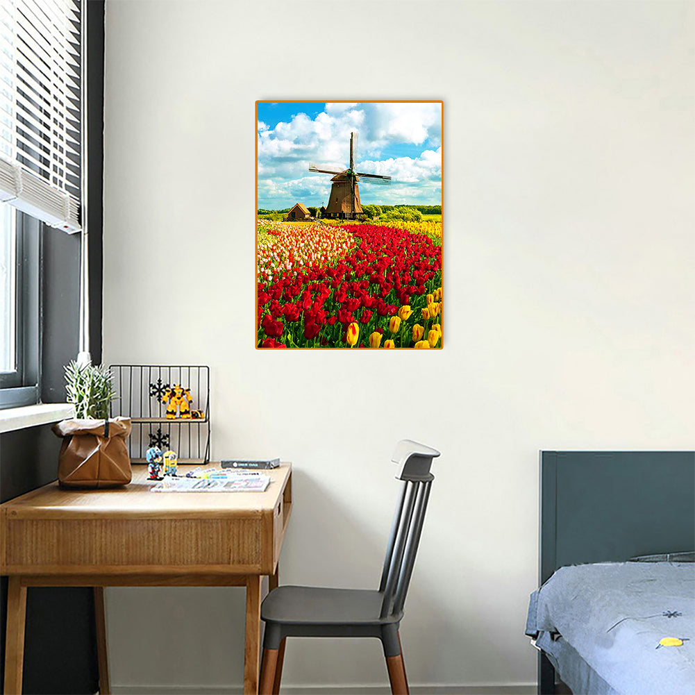 Windmill Tulip - Full Round Drill Diamond Painting 30*40CM