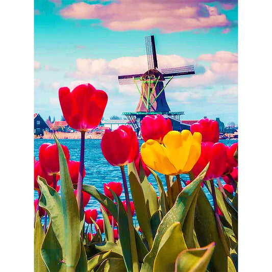 Windmill Tulip - Full Round Drill Diamond Painting 30*40CM