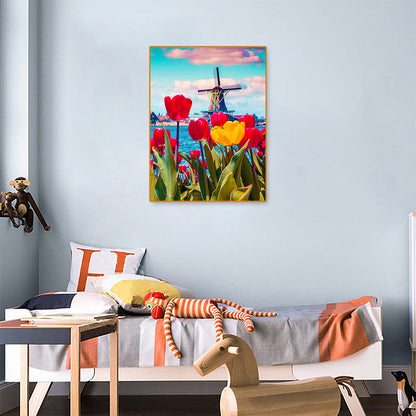 Windmill Tulip - Full Round Drill Diamond Painting 30*40CM