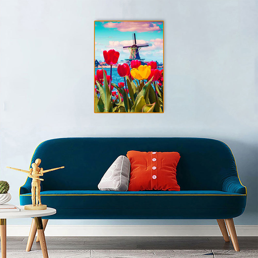 Windmill Tulip - Full Round Drill Diamond Painting 30*40CM